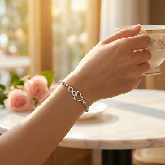 Bracciale Infinito Donna con Cuore in Argento 925