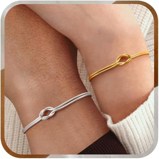 Bracciali Coppia Nodo Infinito Argento 925 e Oro – Set Amicizia Amore