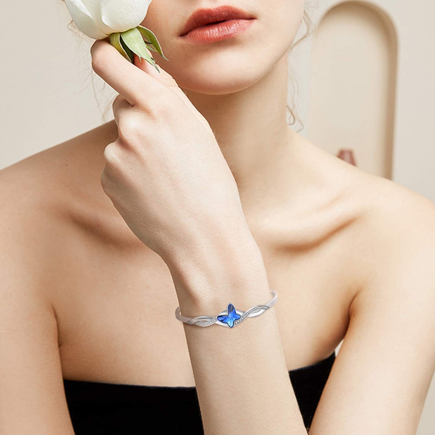 Bracciale Donna Farfalla Blu con Zirconi 5A – Elegante e Regolabile