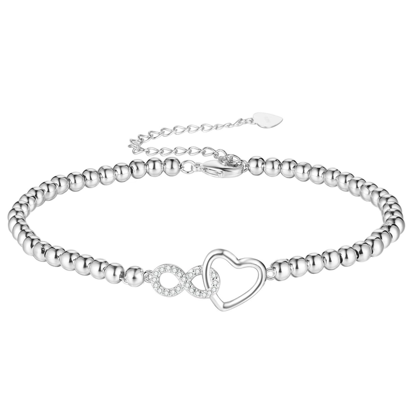 Bracciale Infinito Donna con Cuore in Argento 925