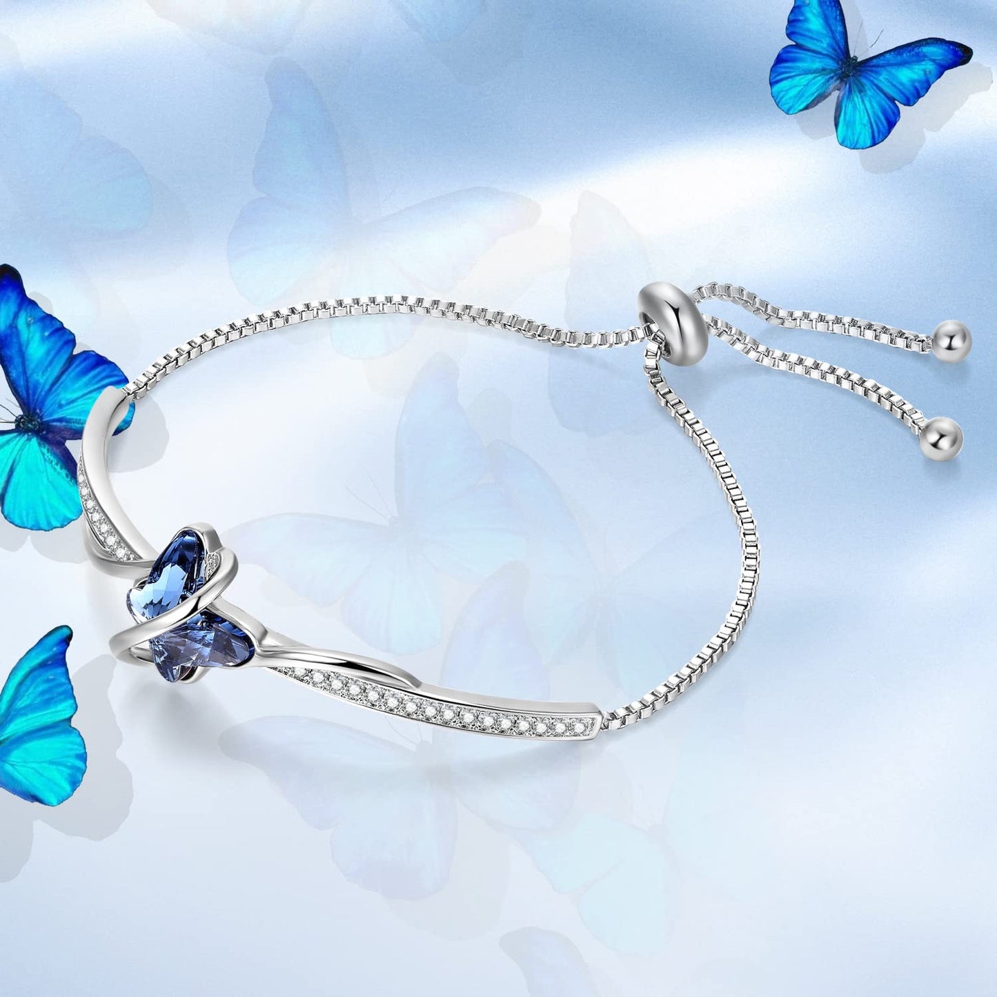 Bracciale Donna con Farfalla – Zircone 5A – Regolabile