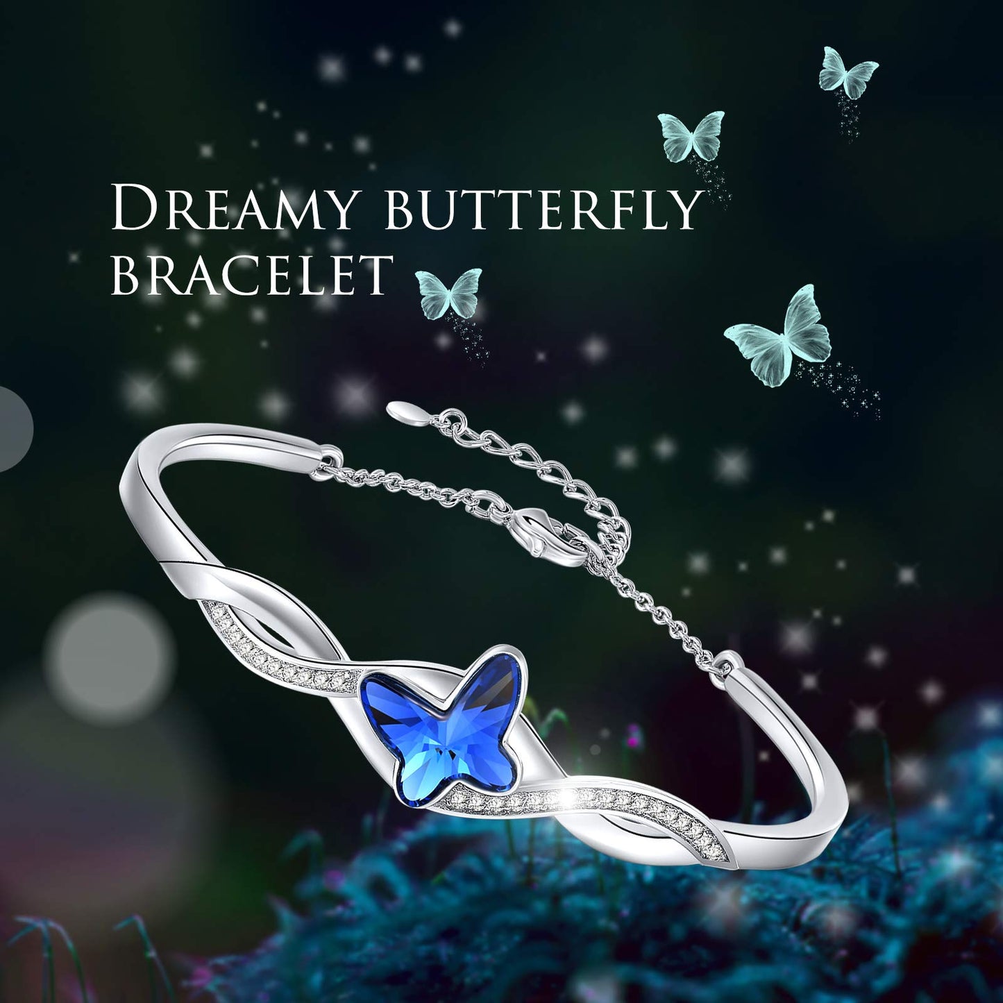 Bracciale Donna Farfalla Blu con Zirconi 5A – Elegante e Regolabile
