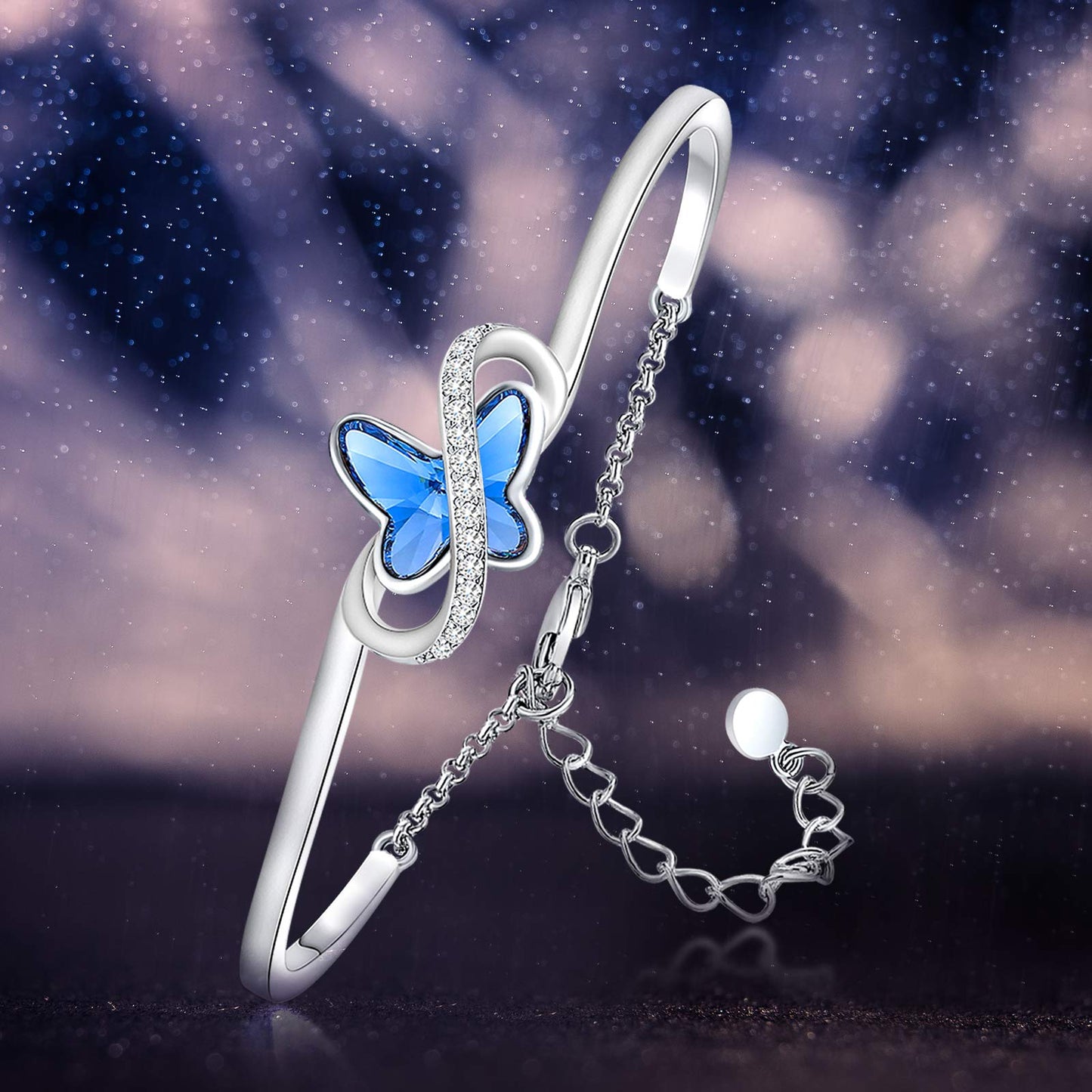 Bracciale Donna Farfalla Blu con Zirconi Luminosi – Regolabile