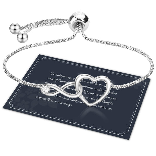 Bracciale Infinito Donna in Argento 925 con Cuore