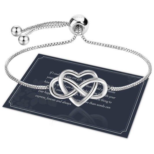 Bracciale Infinito Donna in Argento 925 con Cuori