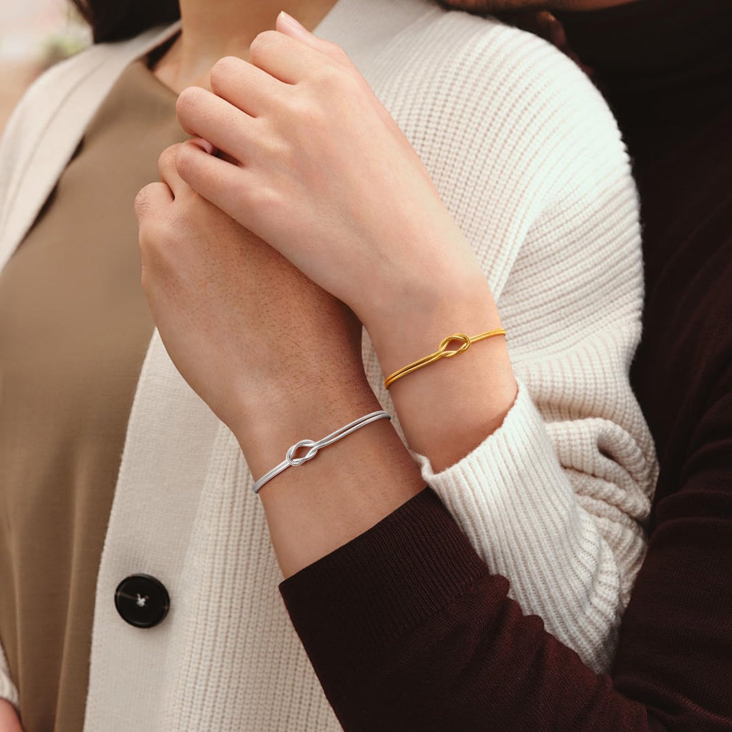 Bracciali Coppia Nodo Infinito Argento 925 e Oro – Set Amicizia Amore