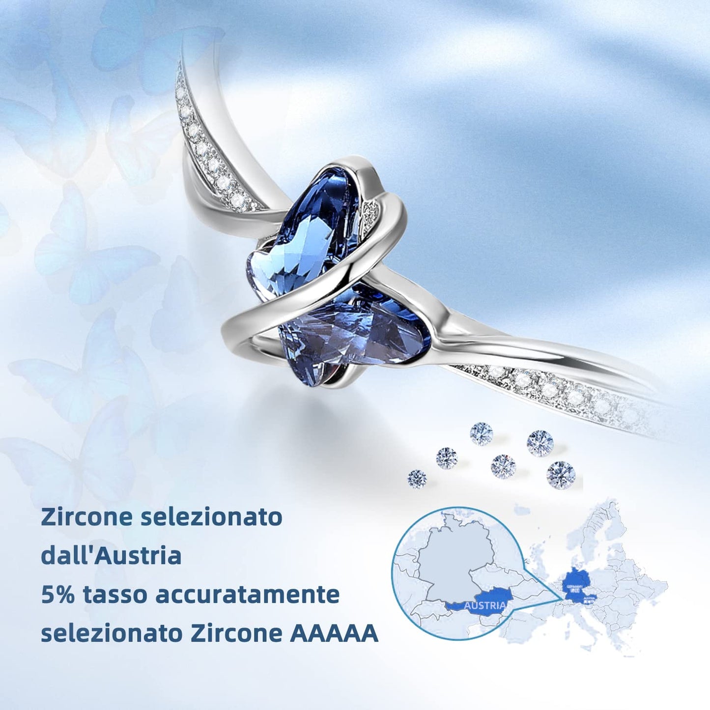 Bracciale Donna con Farfalla – Zircone 5A – Regolabile