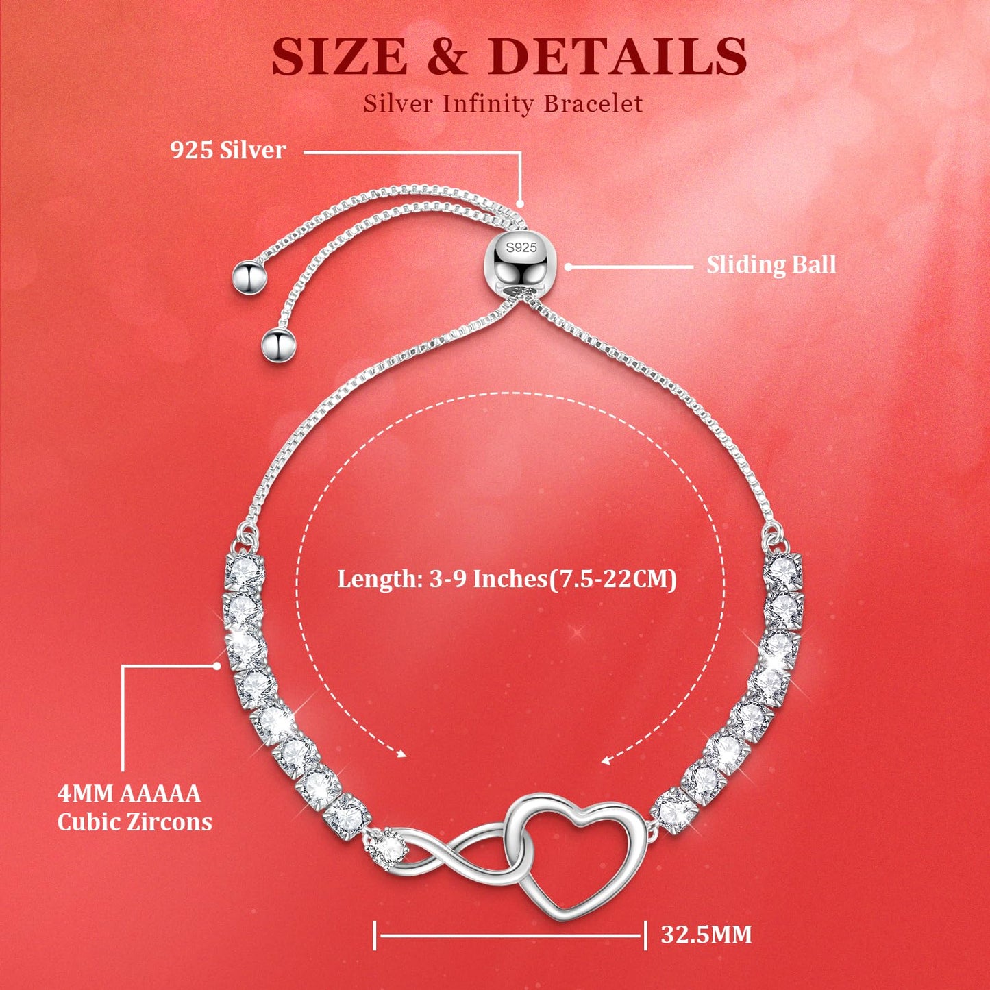 Bracciale Infinito Donna in Argento 925 con Zirconi
