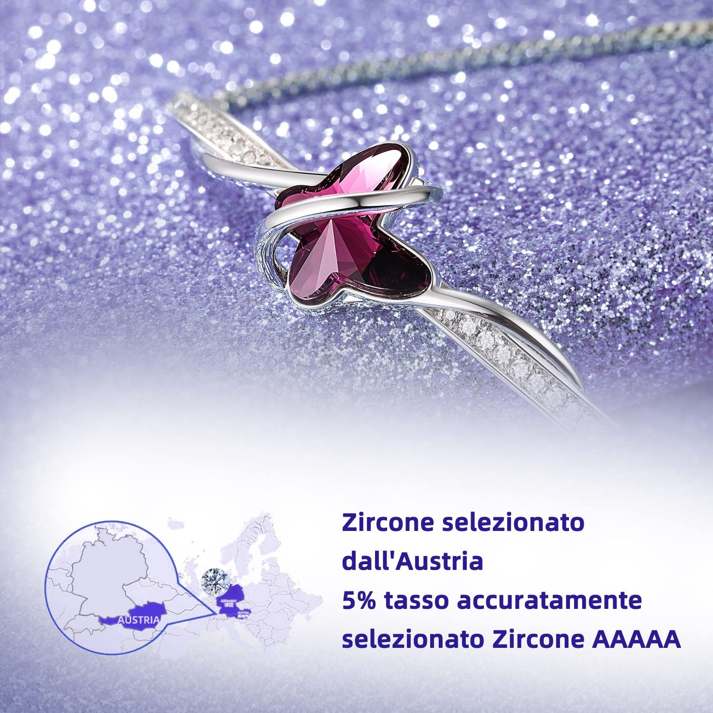 Bracciale Donna Farfalla – Cristallo Viola – Zirconi 5A