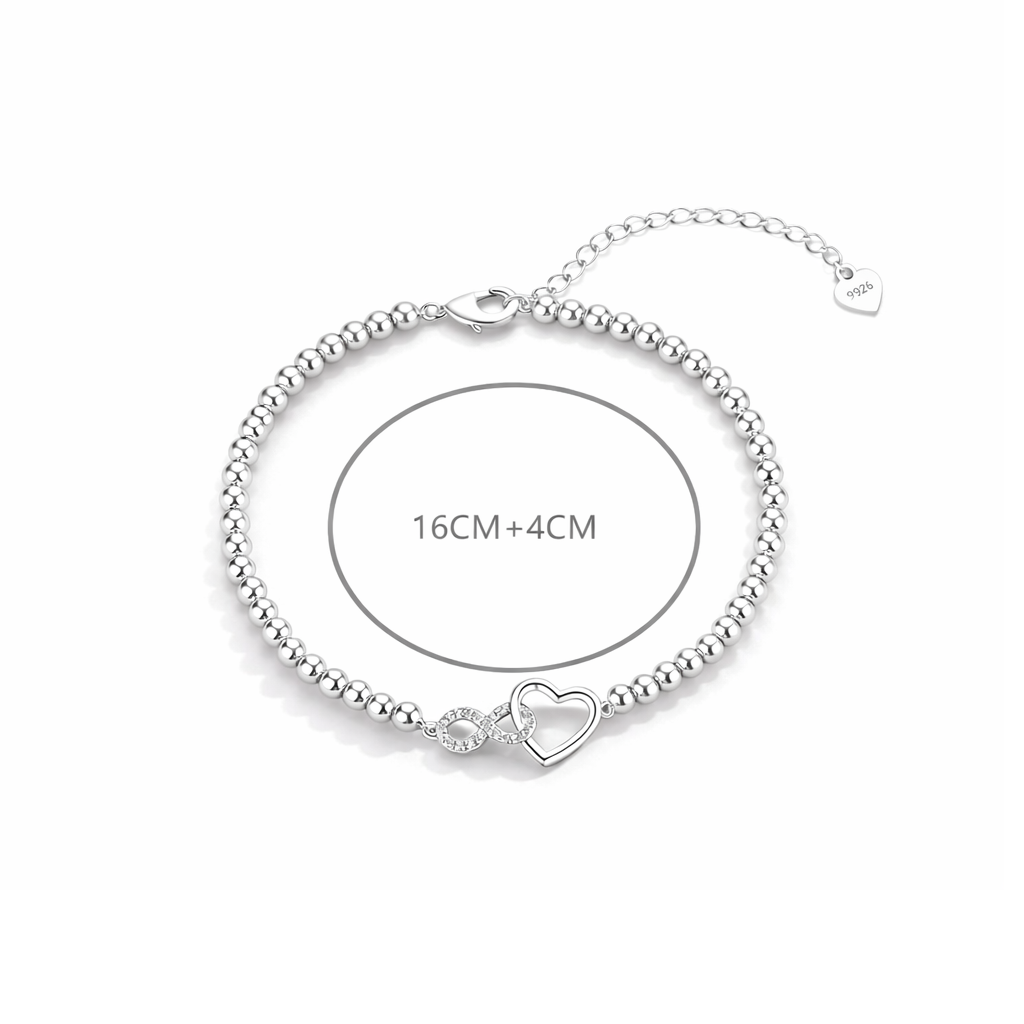 Bracciale Infinito Donna con Cuore in Argento 925
