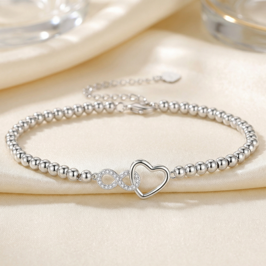 Bracciale Infinito Donna con Cuore in Argento 925